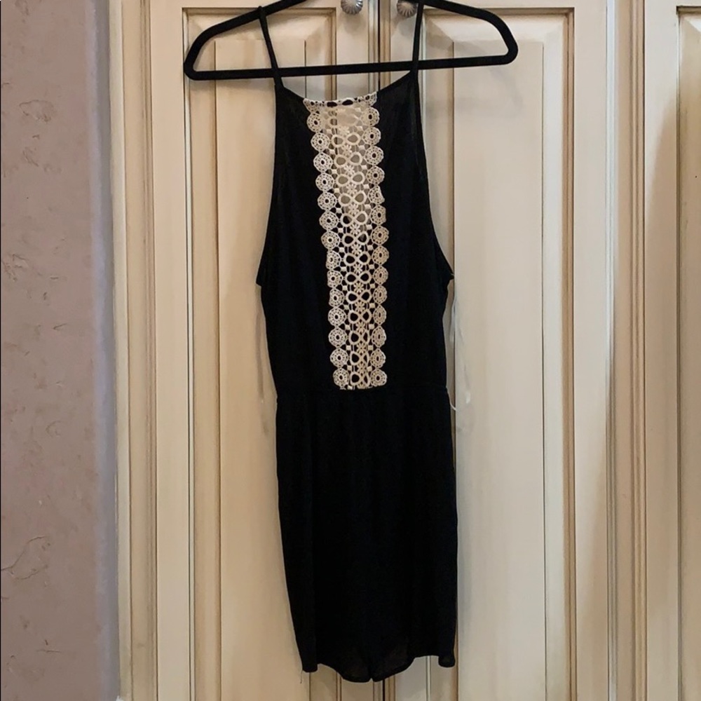 Black and white lace romper
